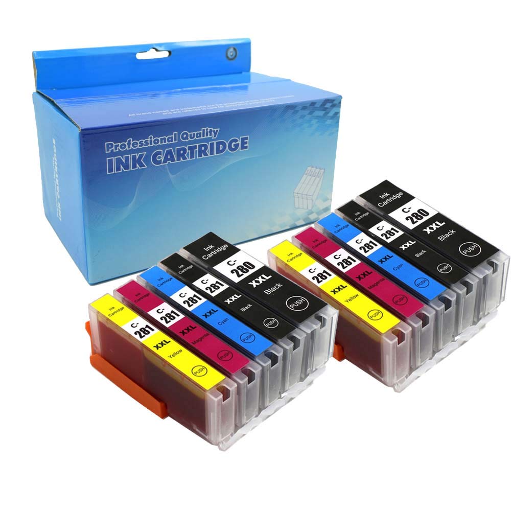 Tyjtyrjty Compatible Ink Cartridges Replacement for PGI-280 PGI-280XXL CLI-281 CLI-281XXL - for Pixma TR8520 TS9120 TS8120 TS6120 TR7520 TS6220 TS8220 TS9520 TS9521C(3SET 10PK)