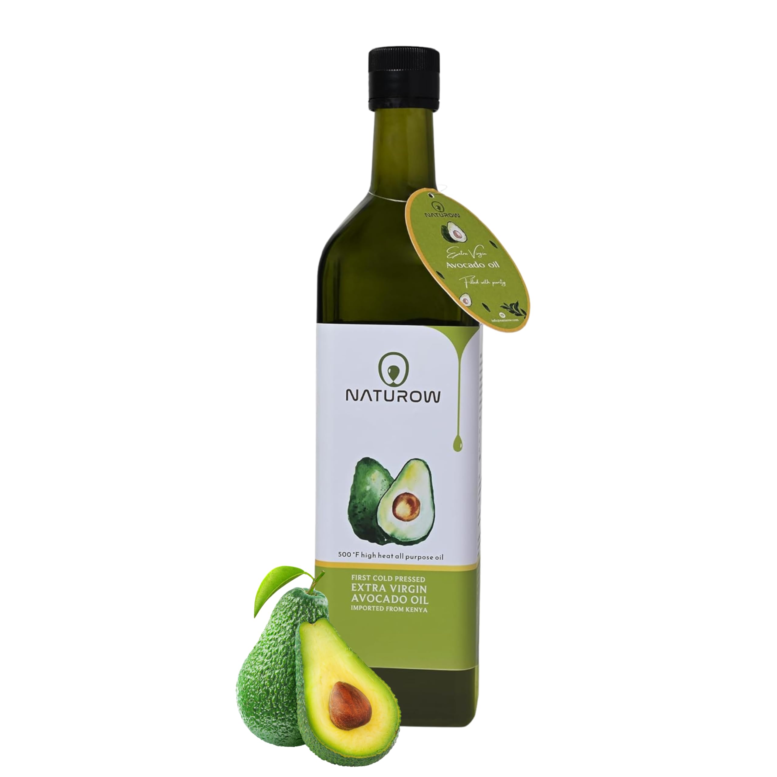 Naturow Extra Virgin Avocado Oil | Cold Pressed | 100% Natural | Keto and Paleo Diet Friendly | Homemade Sauces, Dressings and Marinades (500ml | 16.9fl oz)