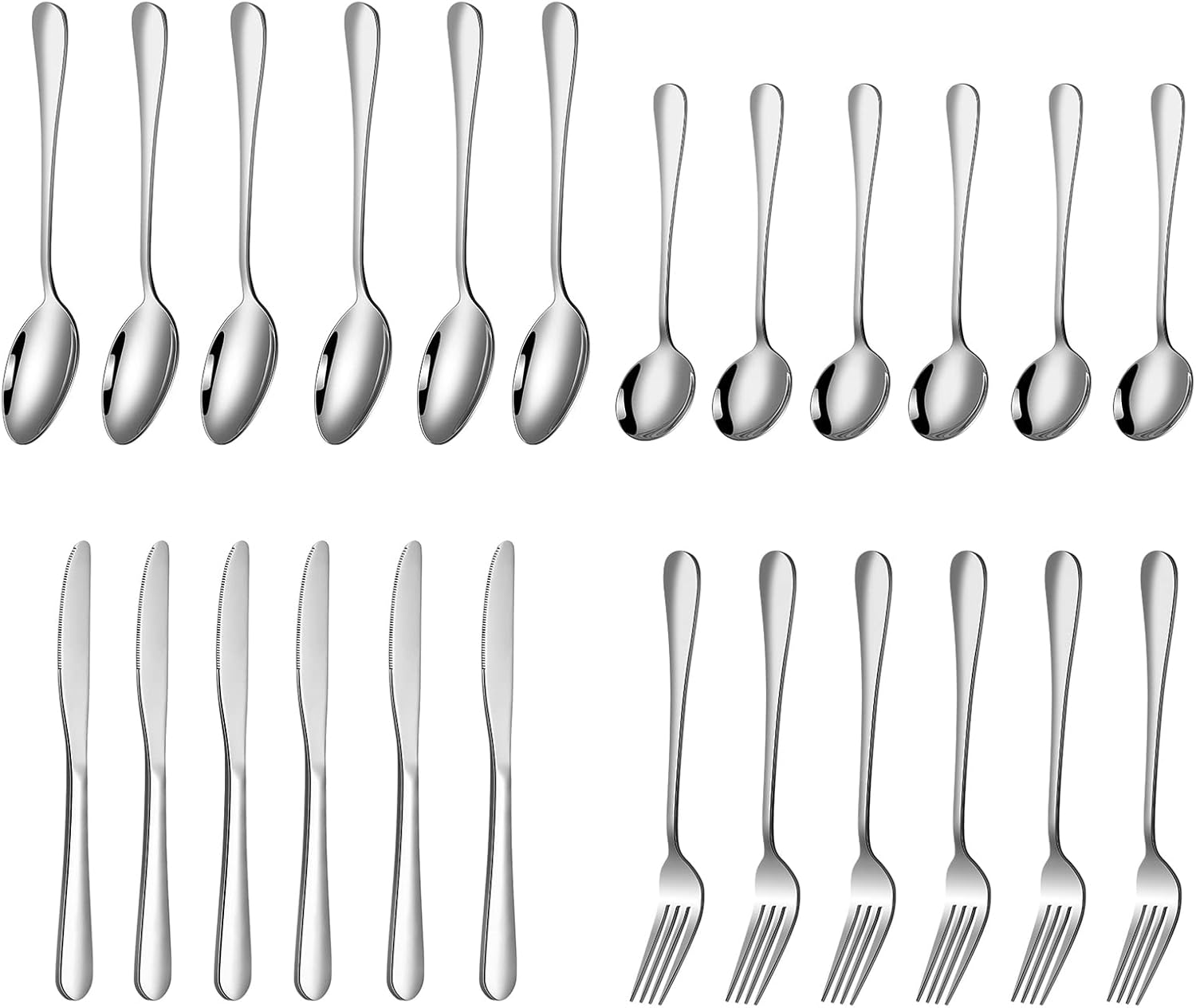 OMIRA 24Piece Flatware Sets,FoodGrade Stainless Steel Utensils Set