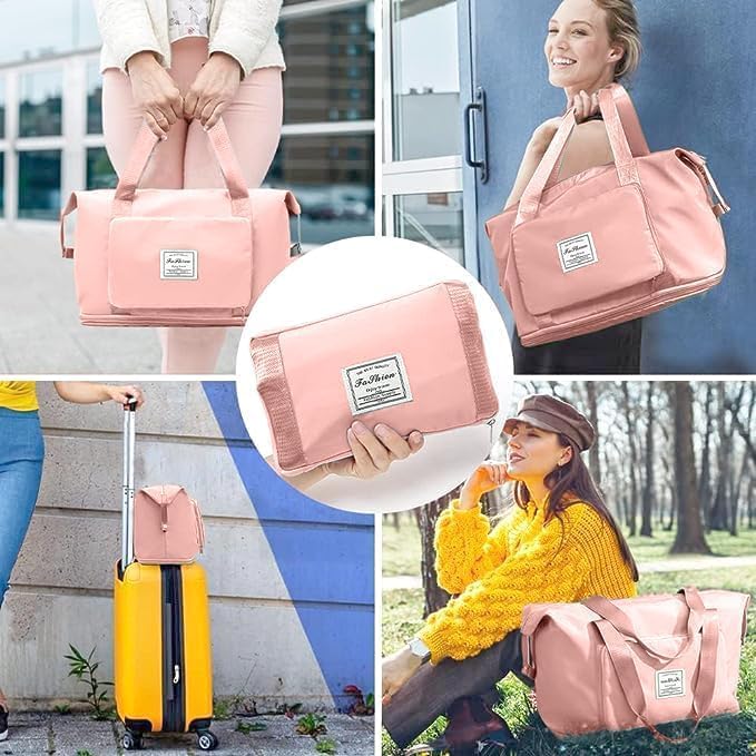 Image of TEKCOOL Nylon 41 Liter Expandable Travel Bags for Women, Duffle Bags for Women Luggage, Foldable Vanity Traveling Bag, Waterproof Hand Bag for Ladies Personal Items(Peach)'