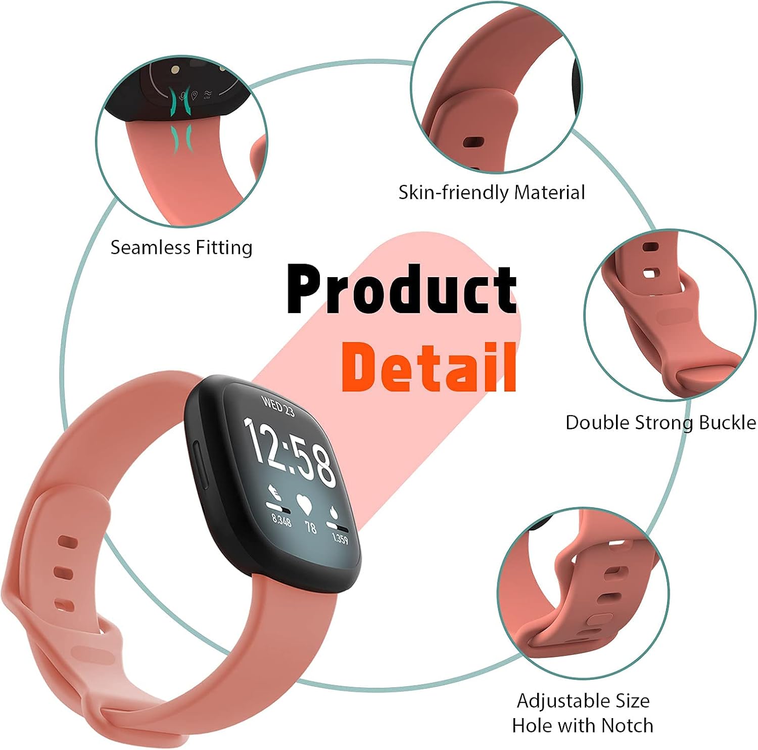 Huadea 17 Pack Compatible with Fitbit Sense /Sense 2 Bands/Fitbit Versa 3 /Versa 4 Bands for Women Men , Soft Silicone Adjustable Strap Waterproof Sport Wristband (Small)