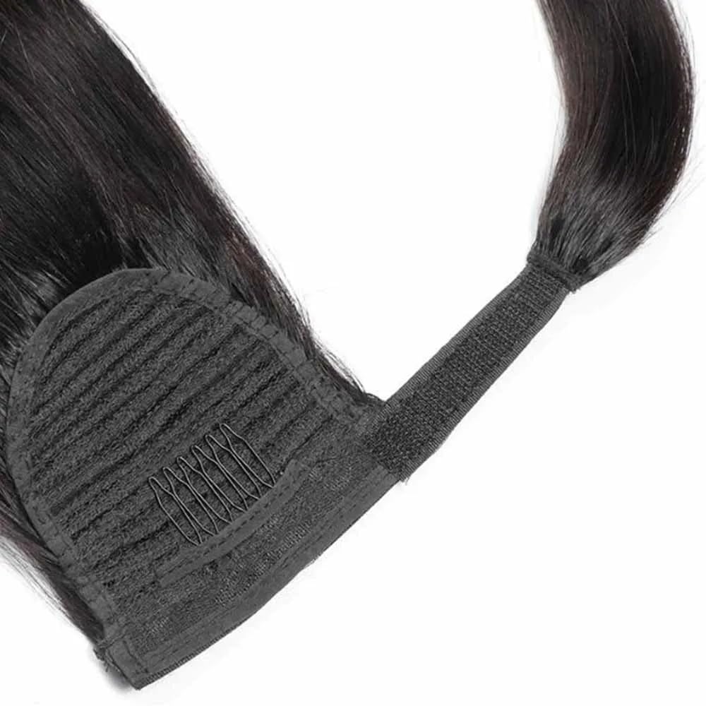 Kobiety Przedłużanie ogona końskiego Włosów Ludzkich Włosów Długie proste Remy Przedłużanie włosów Naturalny kolor Malezyjski Remy Hair Clip on Przedłużanie Włosów Sztuk Codzienne użytkowanie(