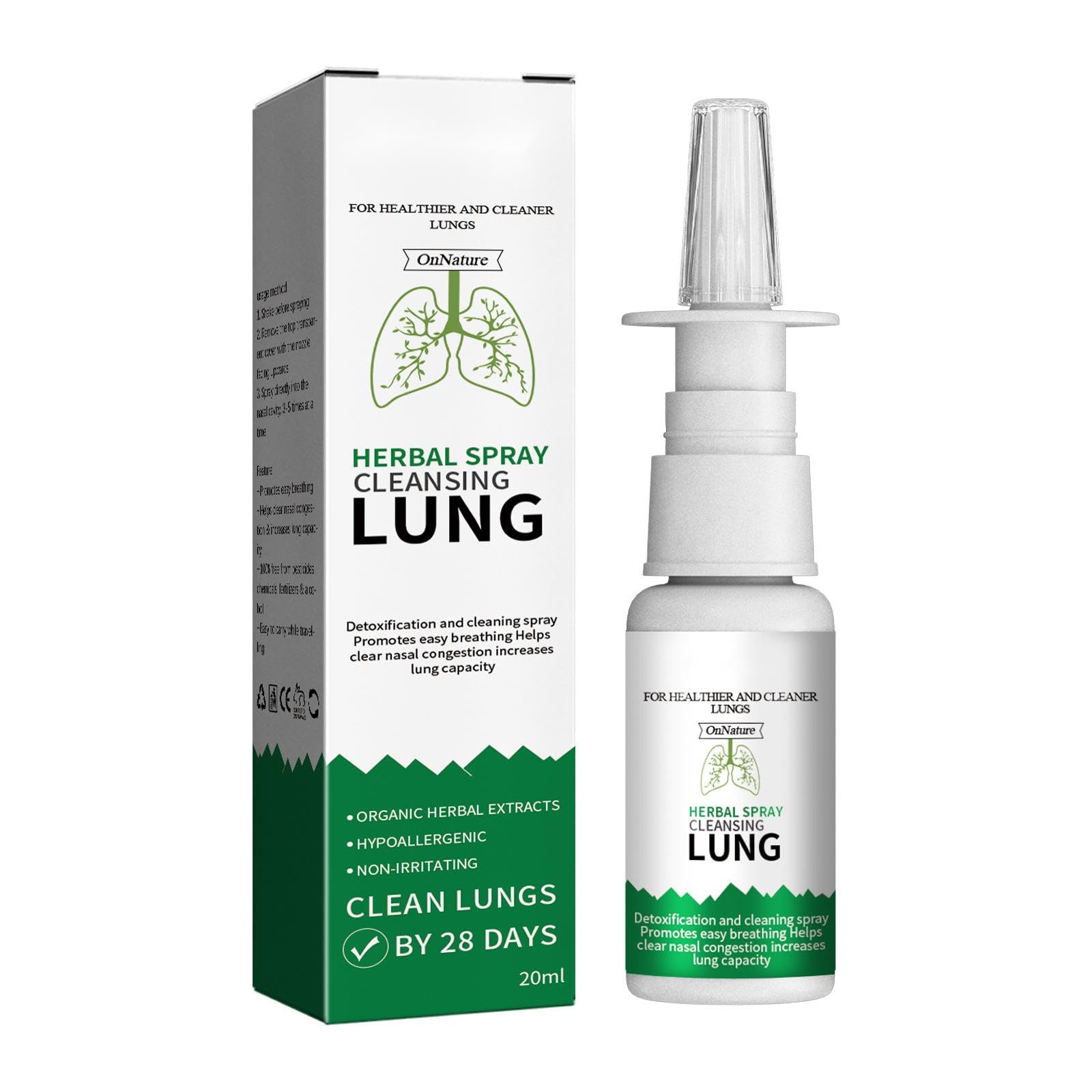 KUNLENOrganic Herbal Lung Cleanse Repair Nasal Spray-Herbal Spray Cleansing Lung