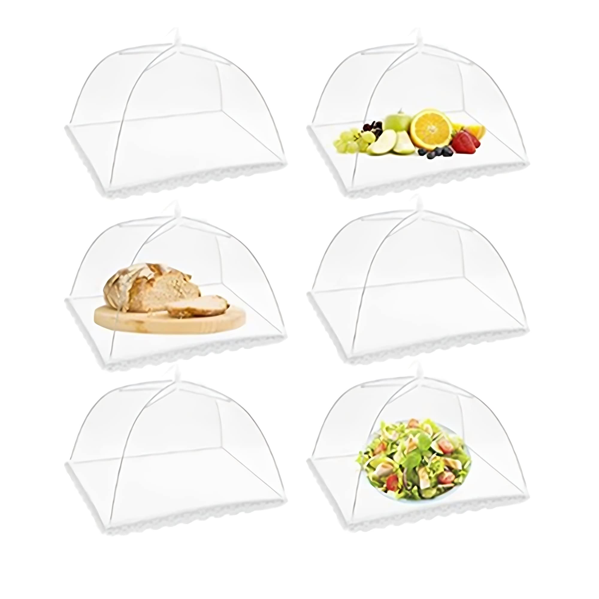Beauenty (6 Pack) Pop-up Picnic Mesh Food Covers Tent Umbrella For Outdoors, Screen Tents,Parties Picnics,BBQ,Reusable And Collapsible Food Tents,camping Food Net Cover Keep Out Flies 17X17inch