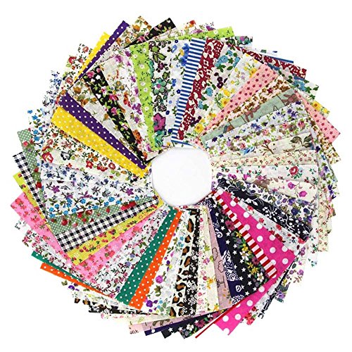 RainBabe Tissu Coton 50PCS Bricolage DIY Patchwork Artisanat Couture 10cmx10cm Cover