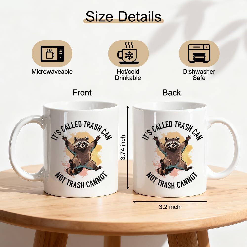 It's Called Trash Can Double-Sided Ceramic Mug, Funny Raccoon Mug for Colleague, Coffee Cup for Coworker, Sarcastic Gifts for Friend Bestie, Christmas Office Gifts for Employee Raccoon Lover - Image 2