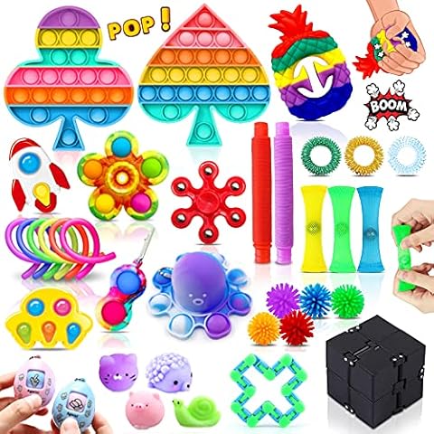 Chennyfun Fidget Toy Set, 36PCS With Box Fidget Pack, Sensory Anxiety Relief Stress Toys for Autism, Fidget Toy in Rainbow color, Octopus Relaxing Entertainment Birthday Gift for Kids Adults Cover