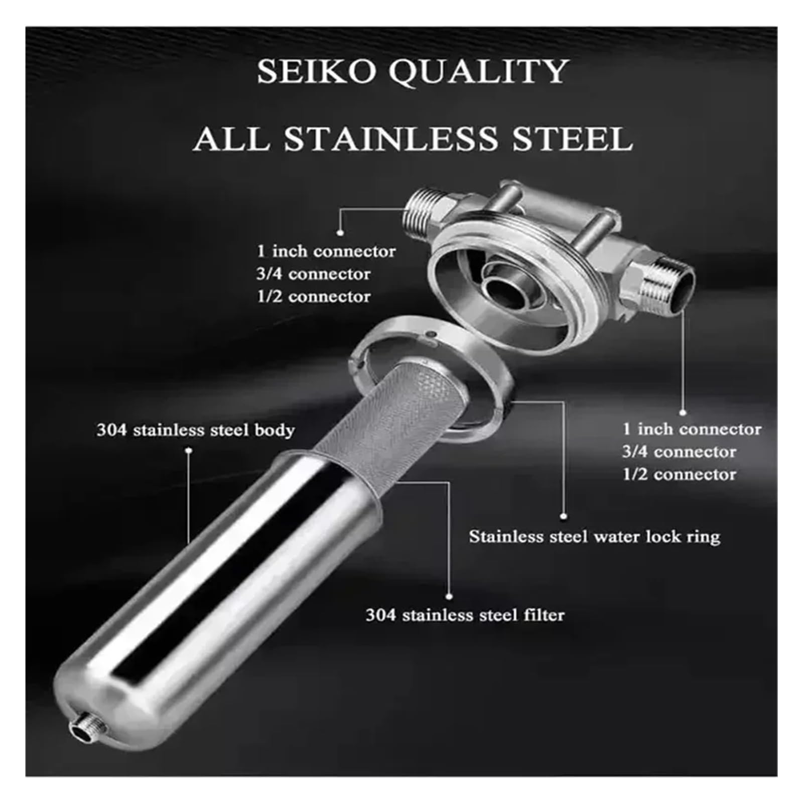 Depuratore d'acqua in acciaio inossidabile con prefiltro for uso domestico con depuratore d'acqua prefiltro Full House Filtrazione da 4 tonnellate Sostituzione sottolavello(4T -DN20)