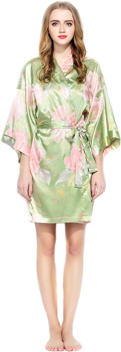 Floral Satin Robes Bridesmaids Wedding Bride by Endless Envy