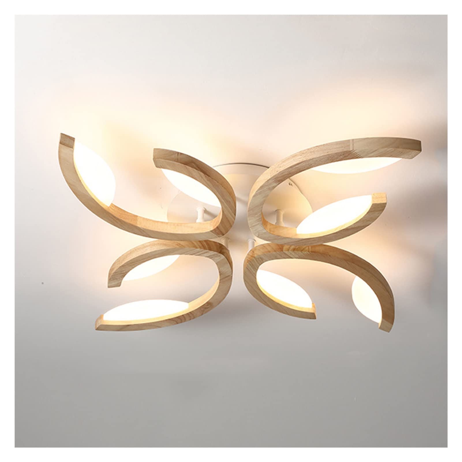 Ceiling Light Fixture Led Wooden Ceiling Light Flower Sdimmable Living Room Lamp Modern Ceiling Lamp Bedroom Ceiling Lighting Including Remote Control Acrylic Lampshade/3 Colors/4Head 36W Interesting