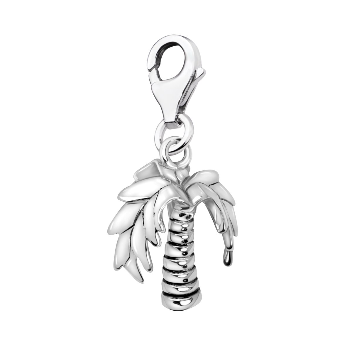 Quiges Charm con Cierre Colgante Palmera Plata de Ley 925 Mujer para Pulseras Europeas