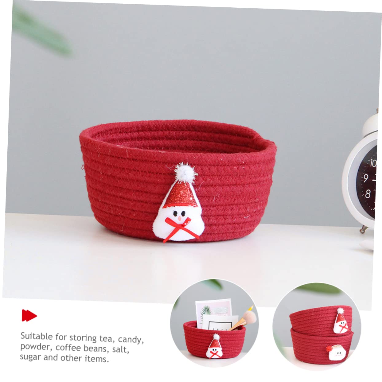 Cabilock 3pezzi Cesto Natalizio Cotone Cesto Decorativo per Stoccaggio Stile Fiocco per Decorazioni Festive e Regali di Natale