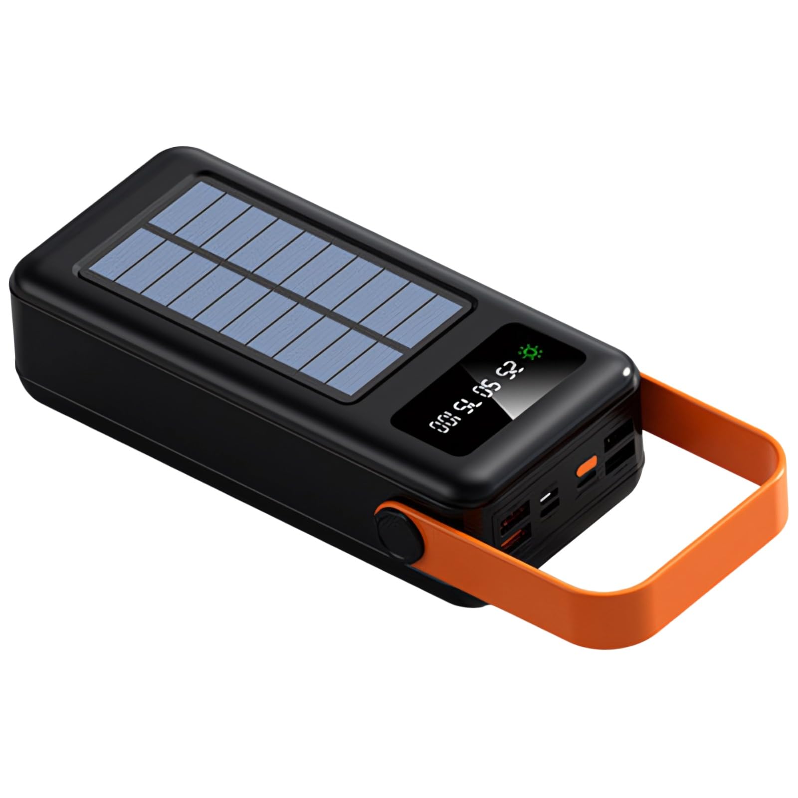 Batteria solare da 60000 mAh con luce LED, power bank portatile, ad alta capacità con cavo integrato, porte di ricarica multiple, per avventure all'aperto