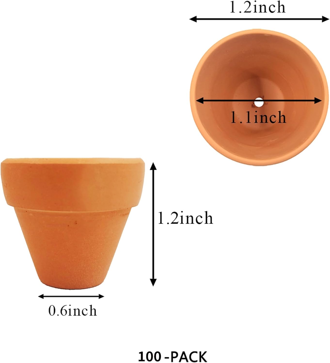Yishang Mini Terracotta Pots with Drainage Holes - 1.2 inches Succulent Cactus Nursery Planter,Tiny Clay Nursery Pots for Indoor/Outdoor Mini Plant, DIY Crafts, Wedding Favors(100 Pack)