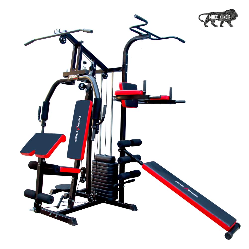 Zorex Fitness 3 Station Multi Function Home Gym Equipment Machine All in one Men Workout Machine Chest Biceps Shoulder Back Triceps Legs Multiple Gym Equipment HGZ-1007 (with Installation Assistance)