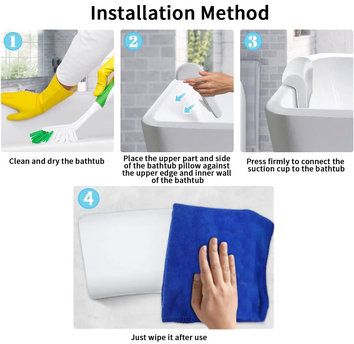 Lonkenn Cuscino da Bagno, Spa Bath Pillow, Cuscino di Vasca da Bagno con Antiscivolo Ventose, Impermeabile Cuscino per Collo Testa Vasca da Bagno,Poggiatesta Ergonomico per Tutti i Tipi di Vasca e Spa