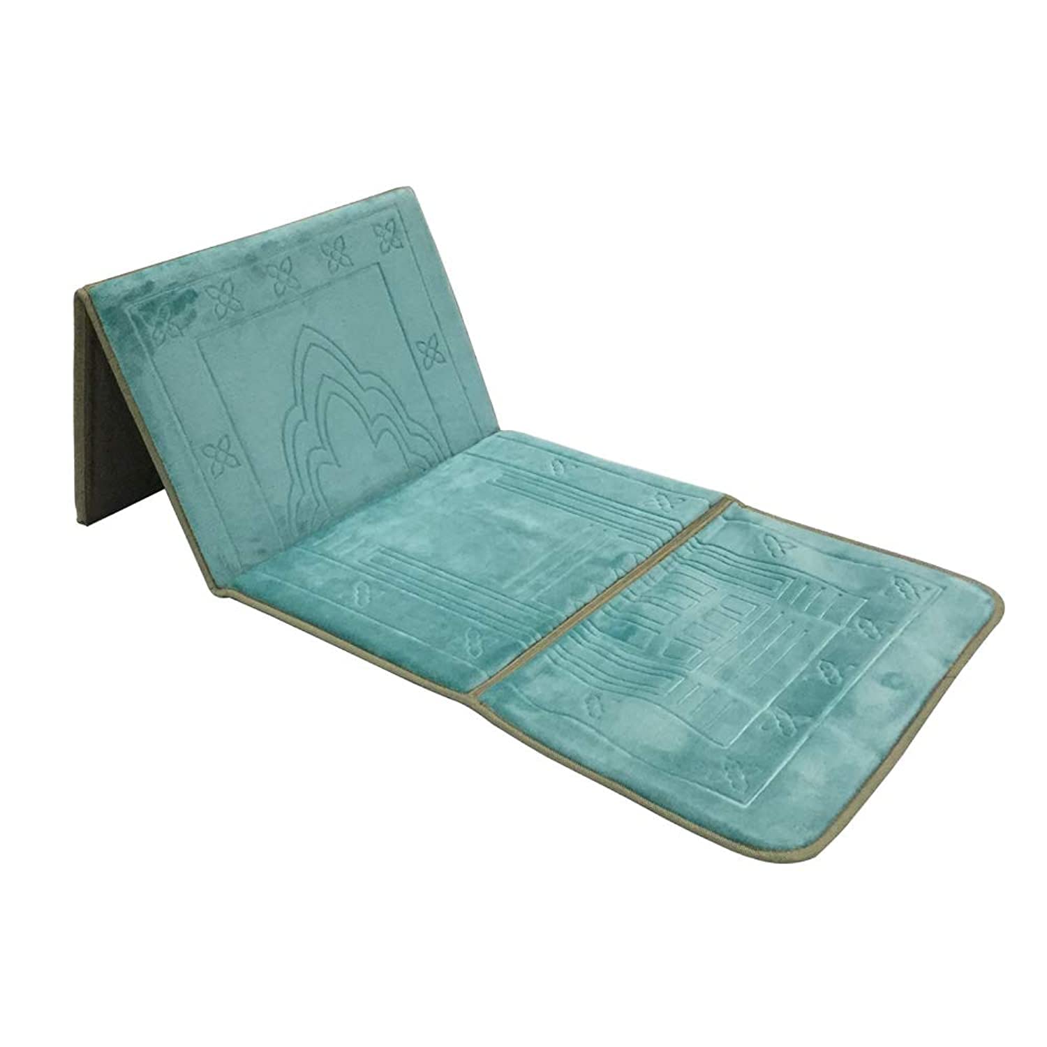 Foldable Prayer mat and Backrest 2 in 1, B-Turquoise