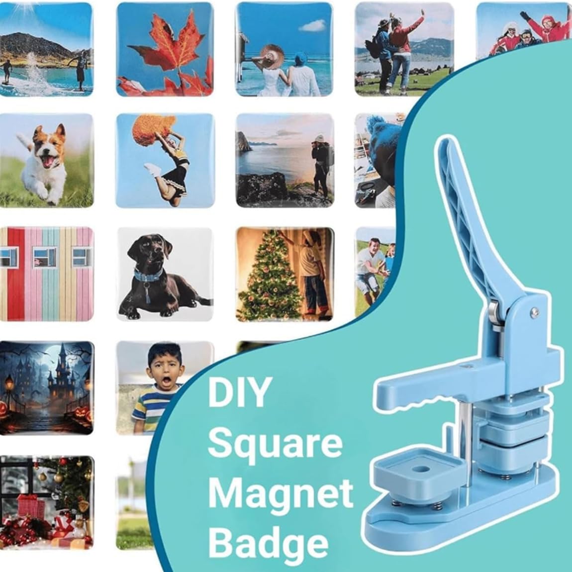 Kit fai da te per creare magneti per foto, per creare magneti quadrati personalizzati per frigorifero, ufficio o regali con 100 set di forniture