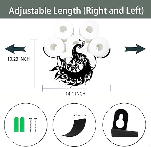 Miniatura 7 de Portarrollos de papel higiénico decorativos de animales para montar en la pared, divertido soporte de papel higiénico de metal para el hogar,