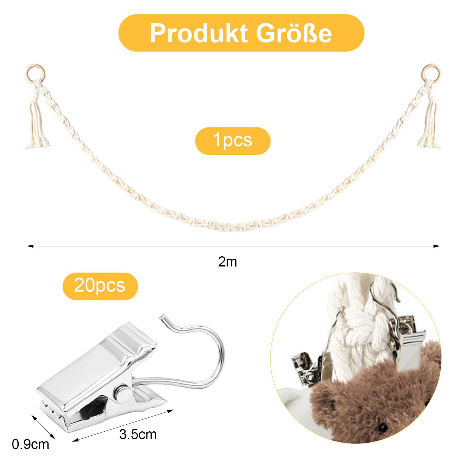 APOMOONS Supporto per Animali di Peluche da Appendere con 20 Mollette in Metallo, Decorazione per La Cameretta dei Bambini, Porta Peluche per Appendere Cappelli, Calze, Biglietti di Natale