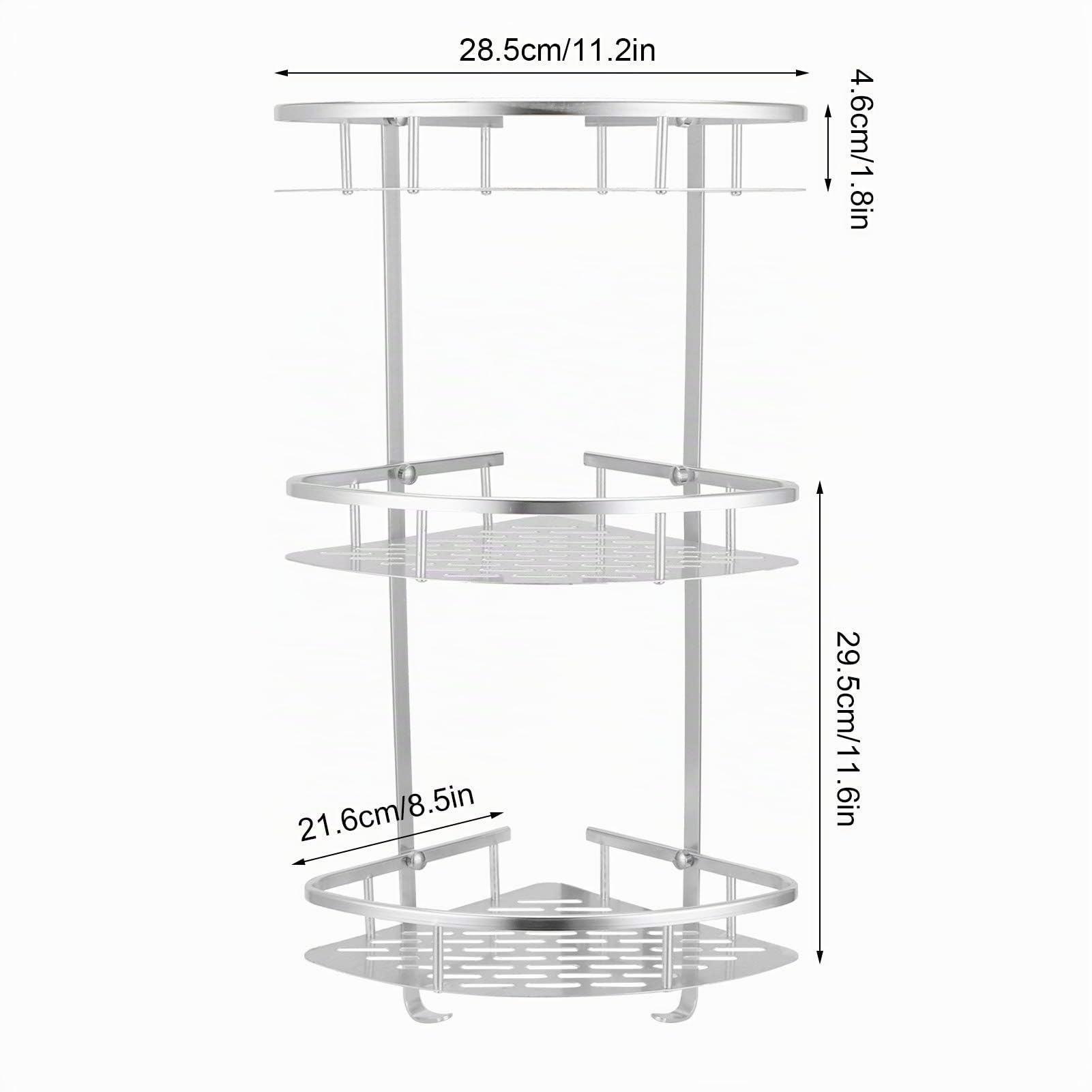 Cocoarm Estante de Ducha de Esquina de 3 Niveles Organizador de Ducha Montado en la Pared Caddies de Ducha de Baño de Aluminio Estante de Esquina de Diseño Tallado Hueco Adecuado para