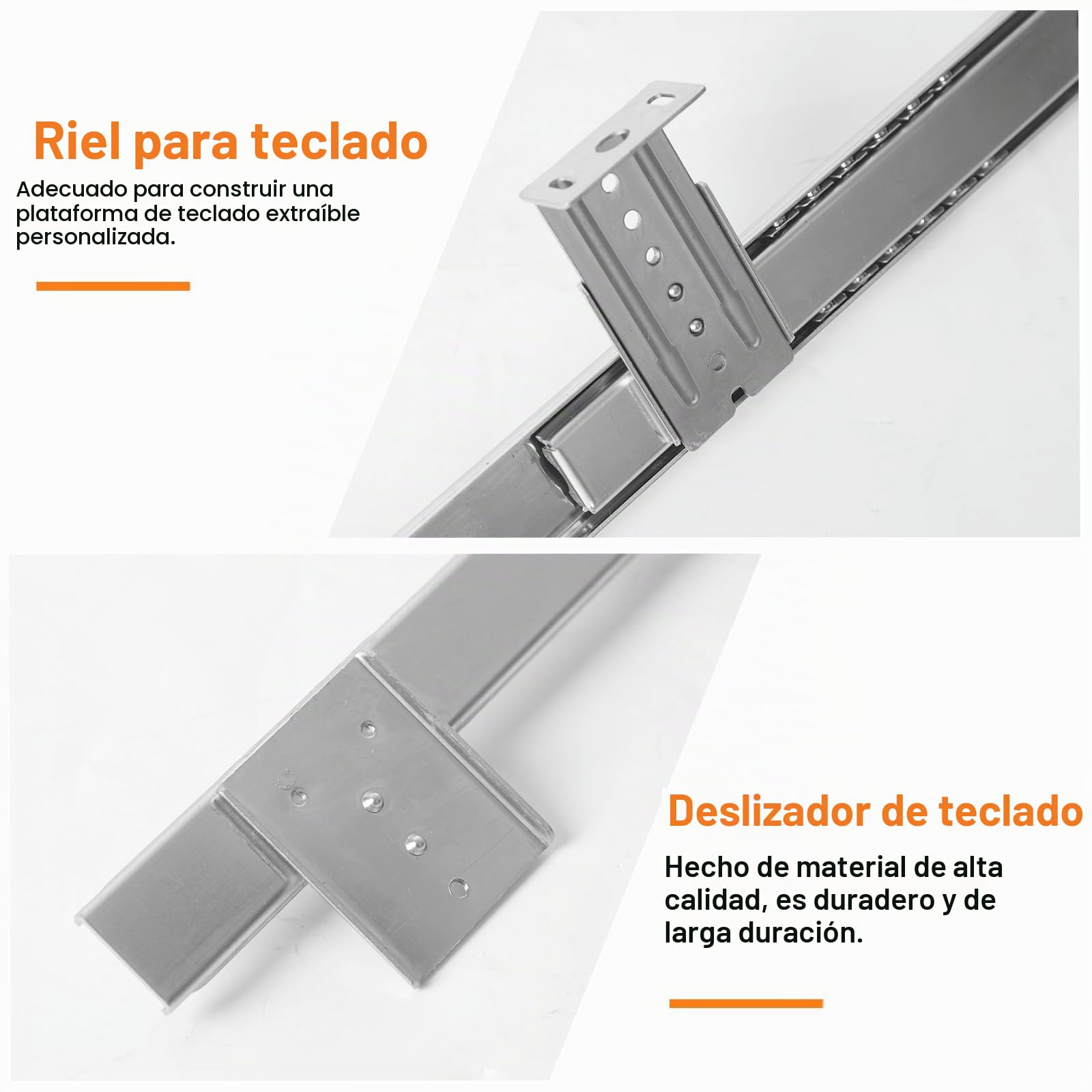 Bandeja extraíble para teclado, rieles para cajones, altura regulable, resistente, 30,5 cm, bandeja de teclado para debajo de la base (40,5 cm)