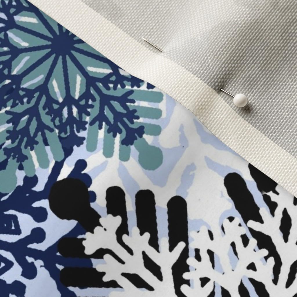 Spoonflower Fabric - Snowflake Ice Blue Snowflakes Winter Holidays Holiday Printed on Upholstery Velvet Fabric Fat Quarter - Upholstery Home Decor Bottomweight Apparel