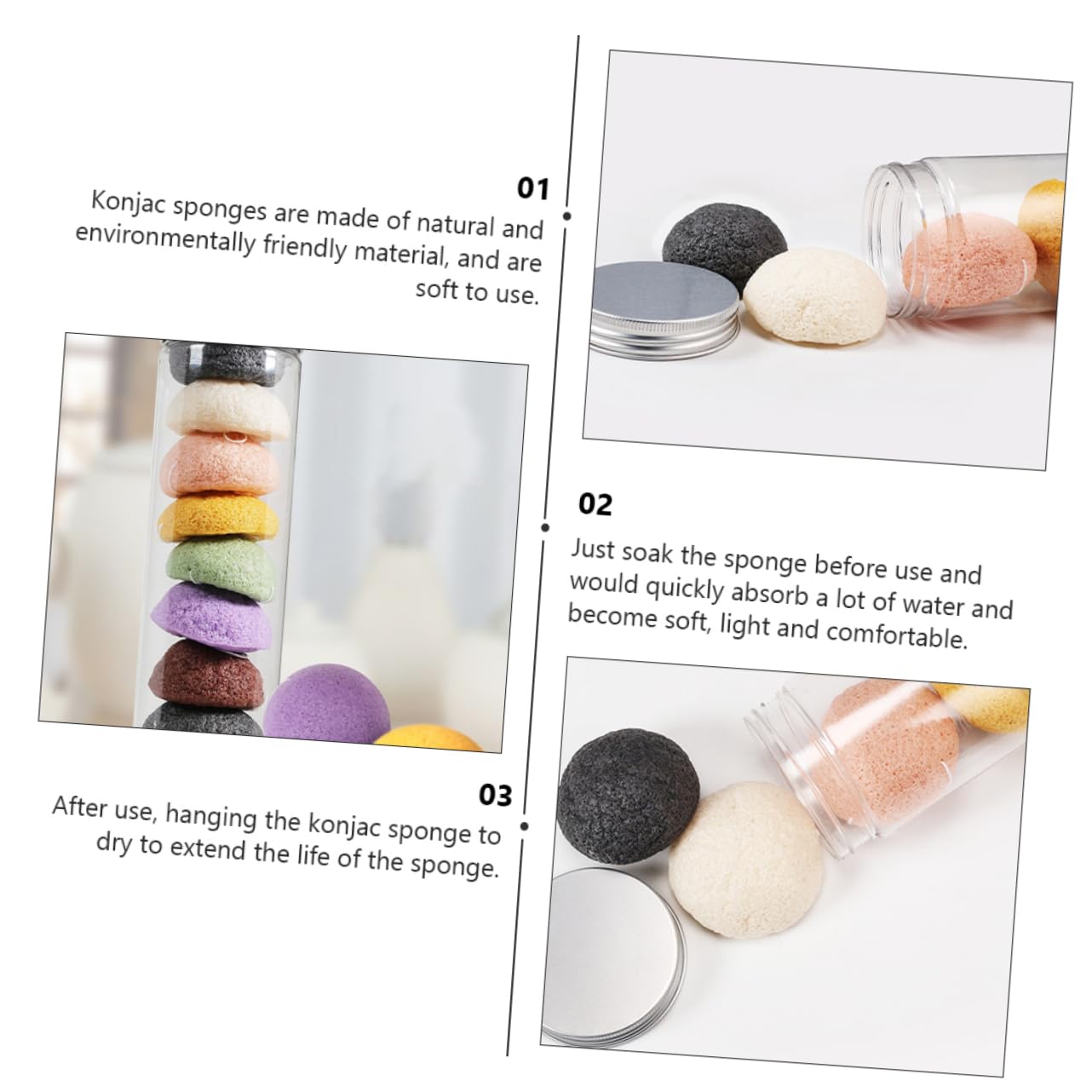 Angoily 24pezzi Spugne Esfolianti Naturali Per Viso Puff Gel Di Per Pulizia Delicata e Della Per Pelli Sensibili Per Rimuovere Make-up e Impurità