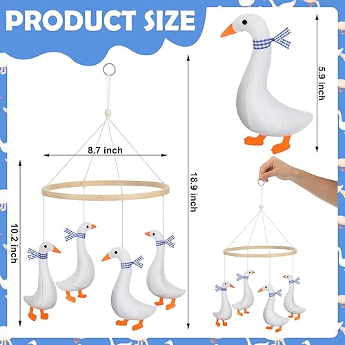 Miniatura 2 de Móvil de ganso para cuna de ganso para niños, niñas, fieltro de pato, decoración de cuarto de bebé, 4 gansos de fieltro colgantes para regalo de