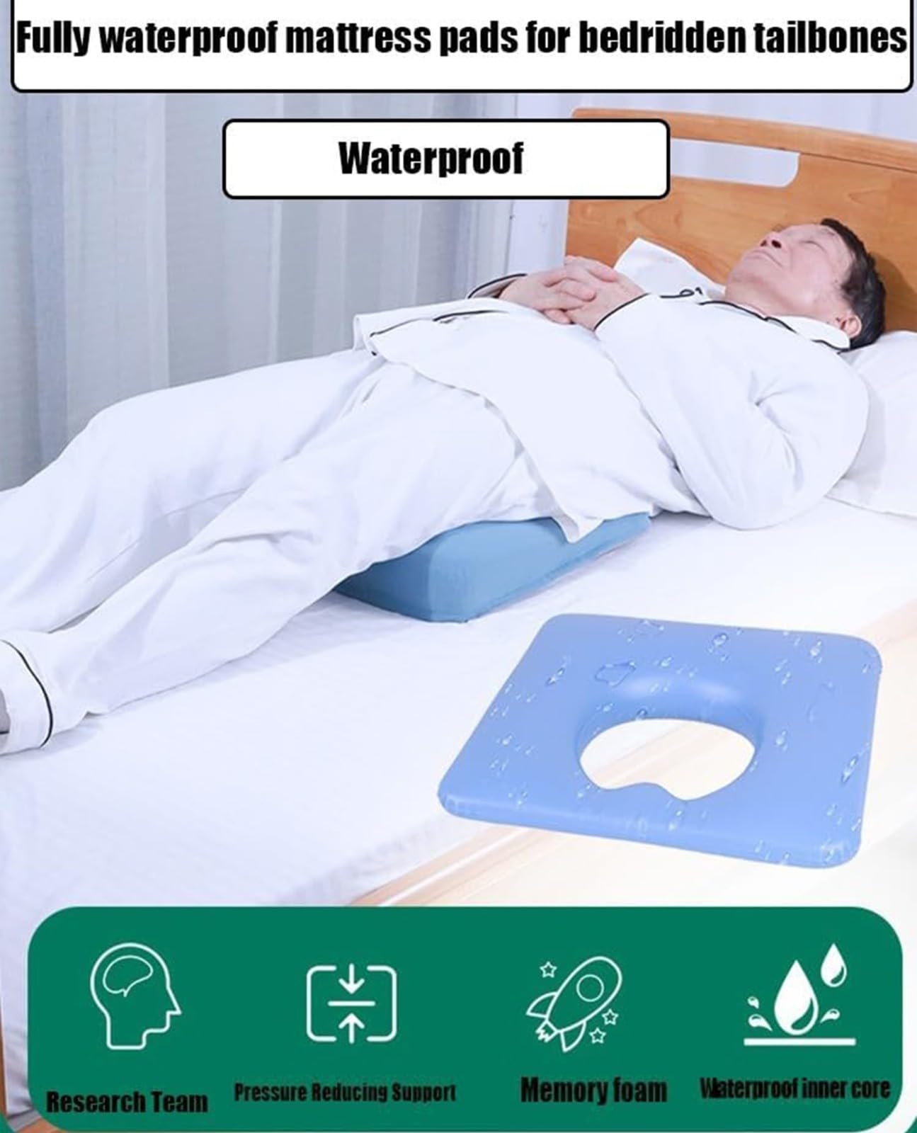 Cojín para Escaras,Cojín para Úlceras por Presión En Sacrocoxígeo Personas Mayores,Cojines para Sillas De Ruedas Aliviar La Presión para Sentarse Durante,Almohada De Cadera
