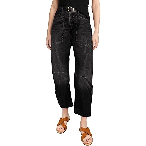 EVALESS Womens Baggy Barrel Jeans High Waisted Wide Leg Boyfriend Denim Ankle Pants