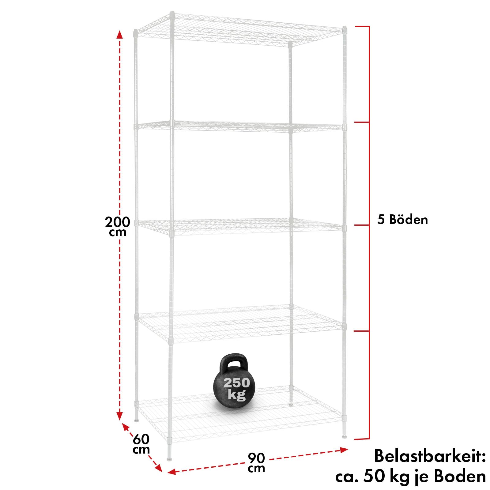 Casa Pura Steel Shelving Rocky – Kitchen Shelves | Black - 5 Tier