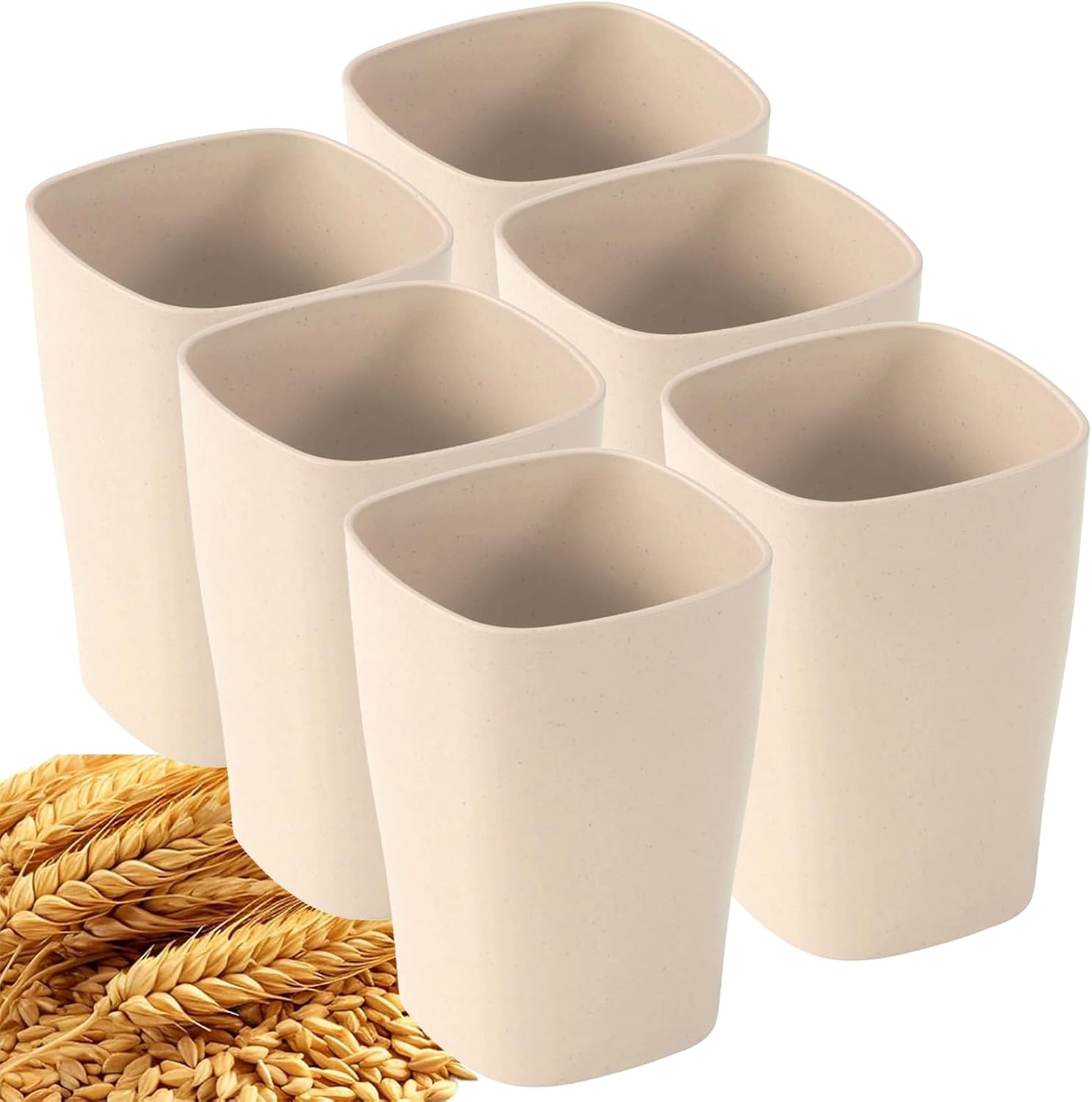 6 Pcs Unbreakable Serving Drinking Cups Wheats Straw Cup Set 24 OZ Reusable Lightweight Home and Kitchen Water Cup (Mixed color)