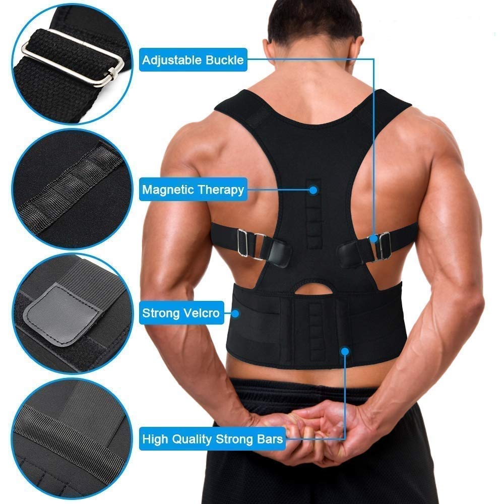 Surat Dream Magnetic Back Brace Posture Corrector For Men And Women | Lower and Upper Back Pain Relief Shoulder Therapy Belt - Free Size 1