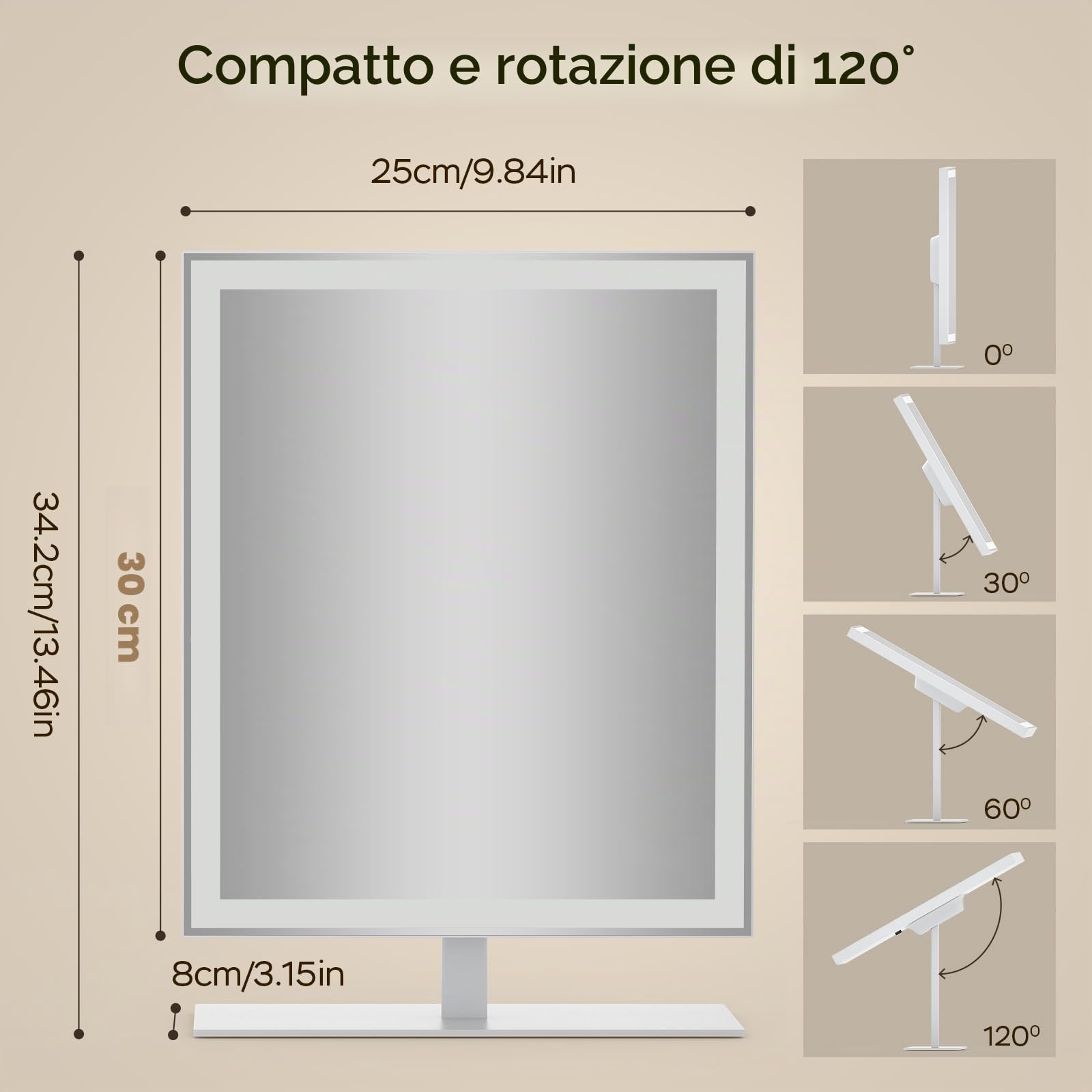 ANTENLICHT Specchio Trucco con Luci, Specchio LED con 3 Modalità Colore, Luce Dimmerabile, Hollywood Specchio per Trucco con Controllo Smart Touch, Regalo per Ragazze Adolescenti (Bianco)