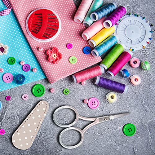 Hisuper Serrated Blade Scissors Crafting Sewing Scissors Embroidery Scissors Small 3.6 Inch Needlework Scissors With Leather Scissors Cover For Crafting Cutting Fabric Threading Tool #TOP5