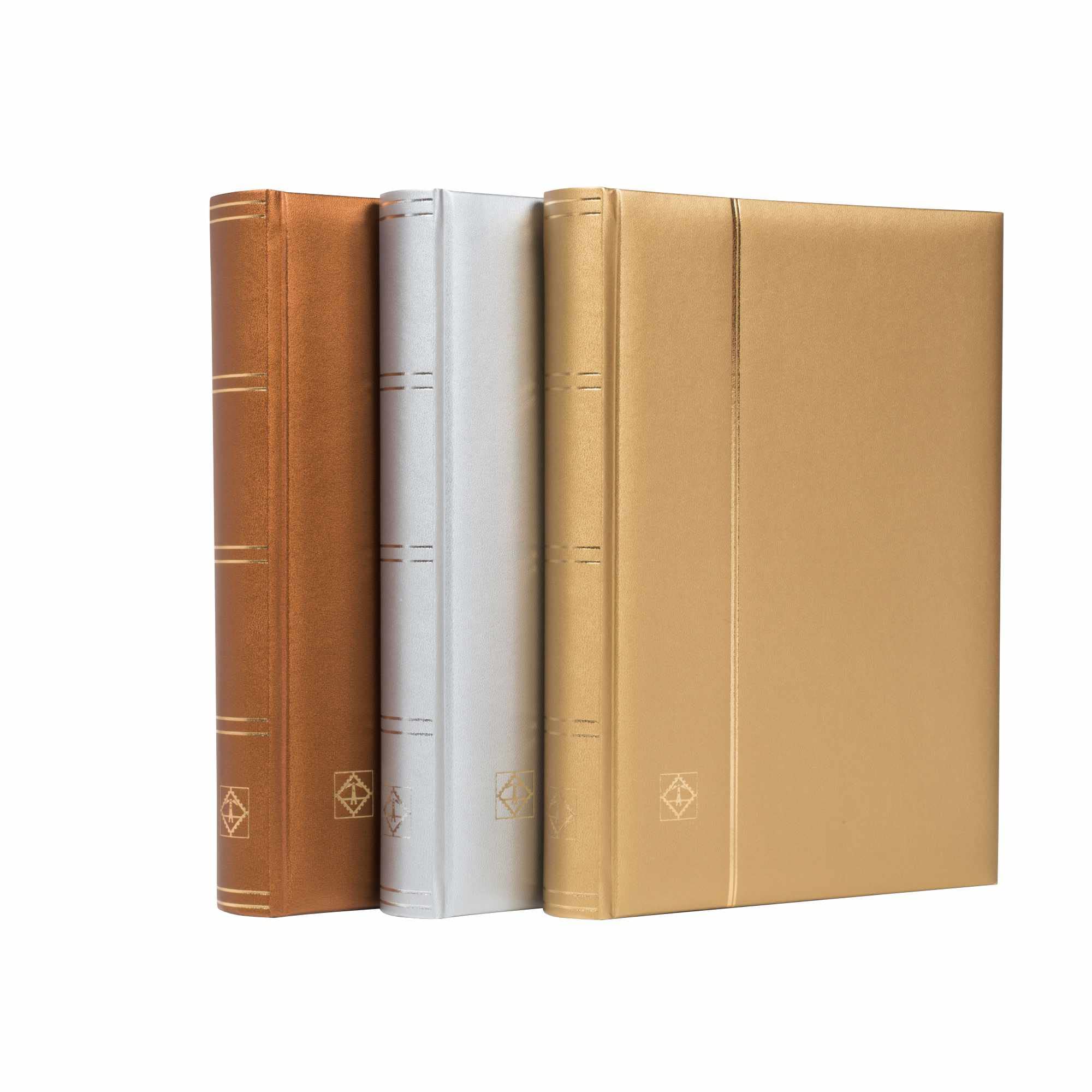 Leuchtturm 358060 Album de Timbres Comfort - DIN A4, 64 Pages, Bande pergaminée, Couverture ouatinée - Bronze