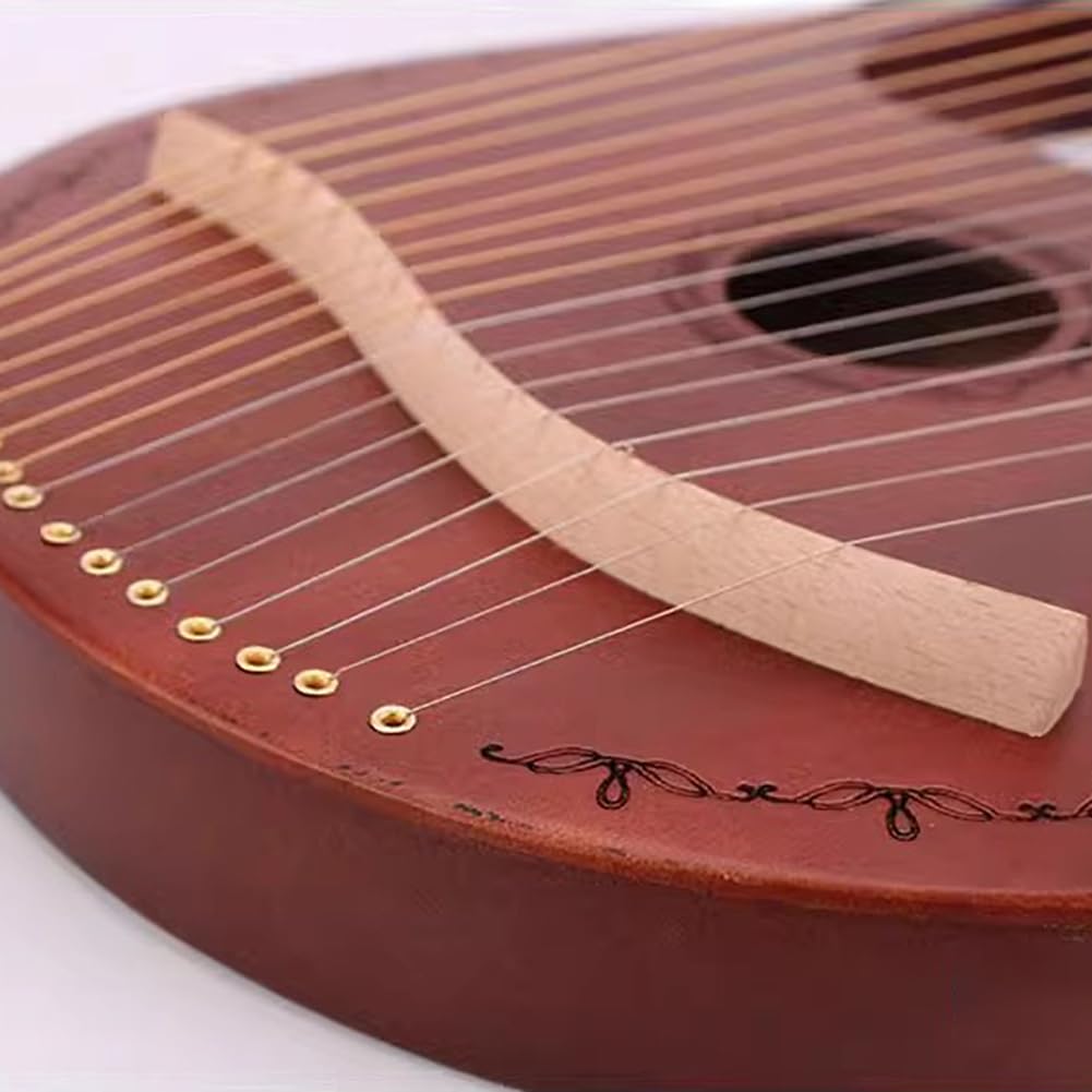 Lyre Harp, 10 Corde Metalliche, Arpa Acustica Professionale in Mogano, Strumento Musicale Portatile in Legno Massello, Arpa per Principianti, con Chiave di Accordatura