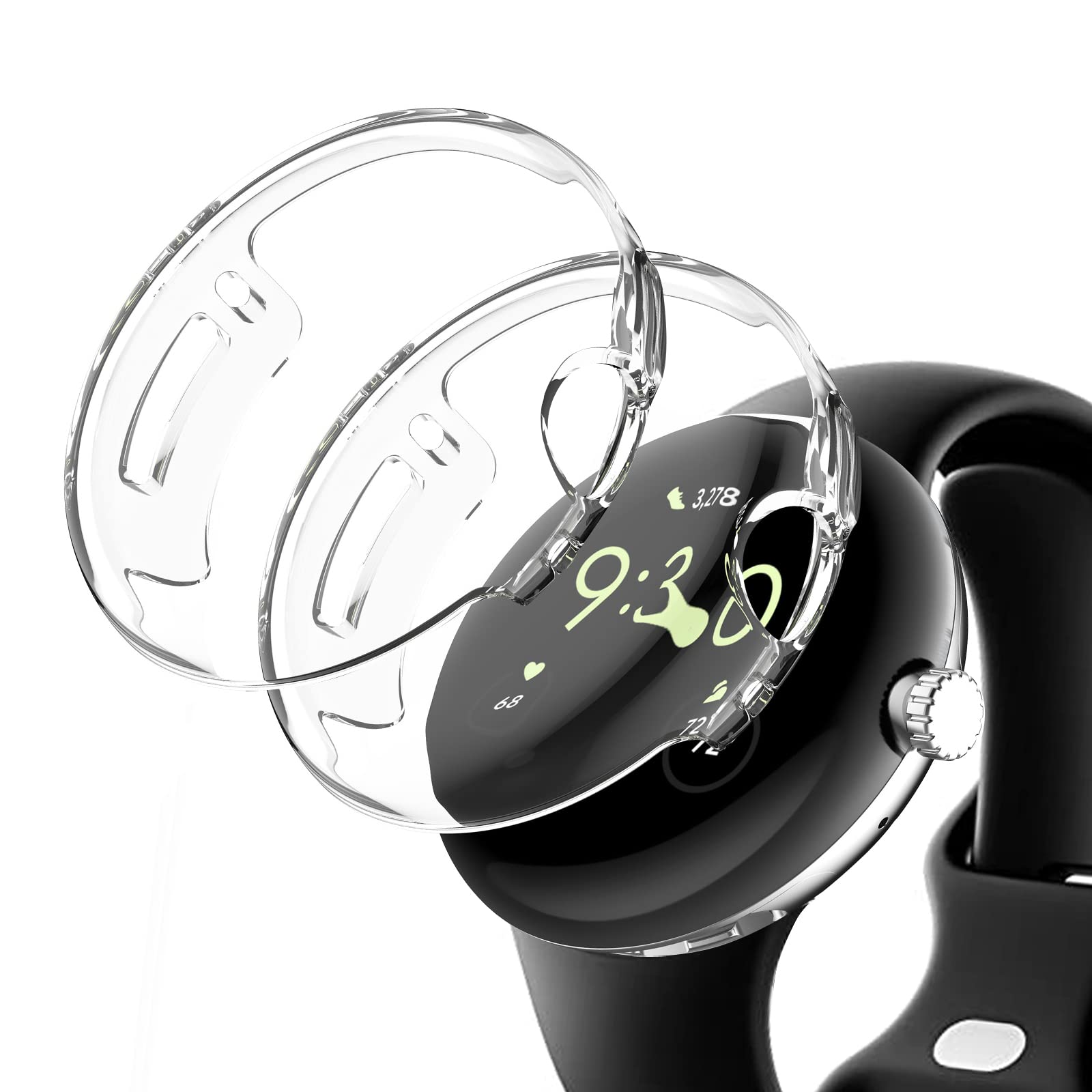 2 Pack Screen Protector Case for Pixel Watch 2 2023/Pixel Watch, Premium Shockproof Soft TPU Cover, All-Around Scratch Resistant Case Compatible with Pixel Watch 2, Clear