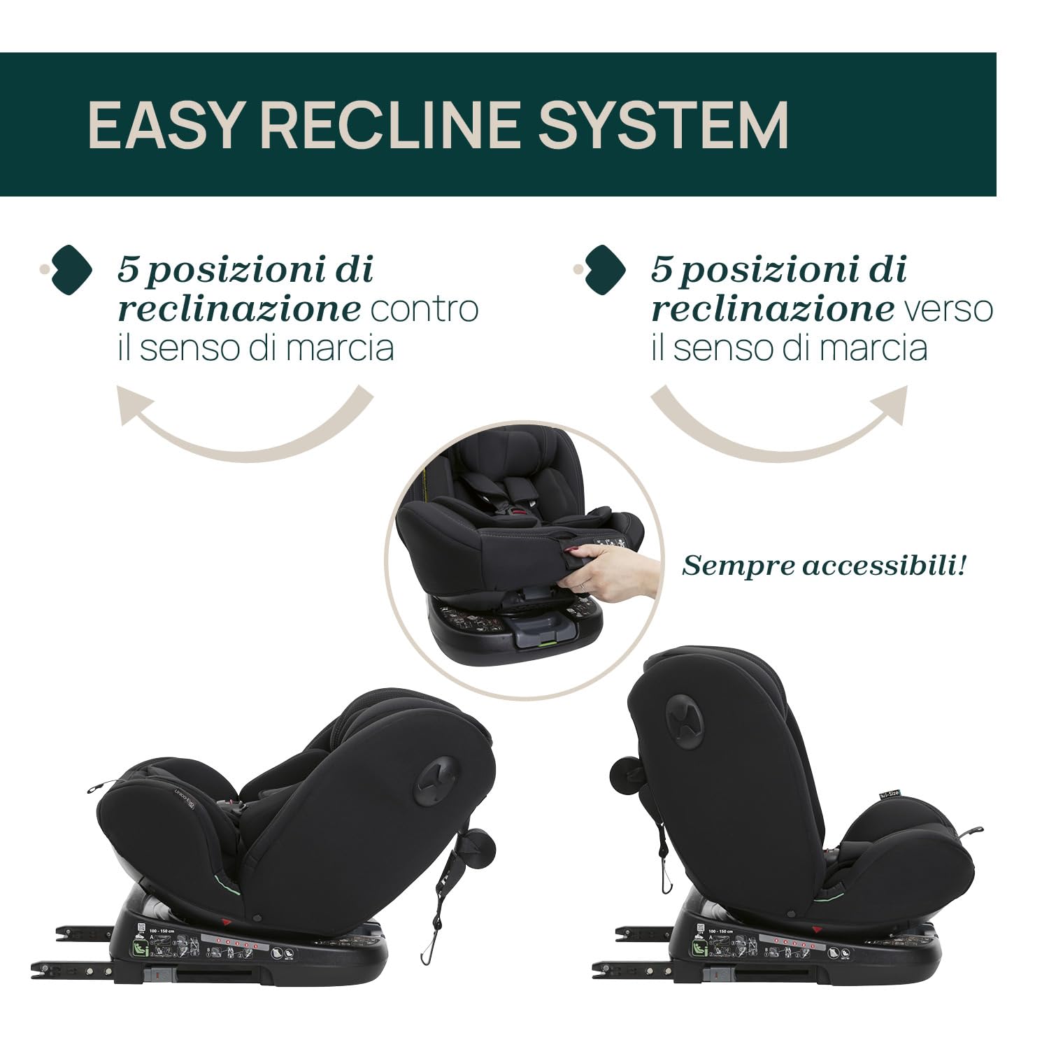 Chicco Unico Evo I-Size, Seggiolino Auto 0-36 Kg, omologato ECE R129/03, Isofix Girevole A 360° E Reclinabile, Gruppo 0+/1/2/3 Da 0 A 12 Anni
