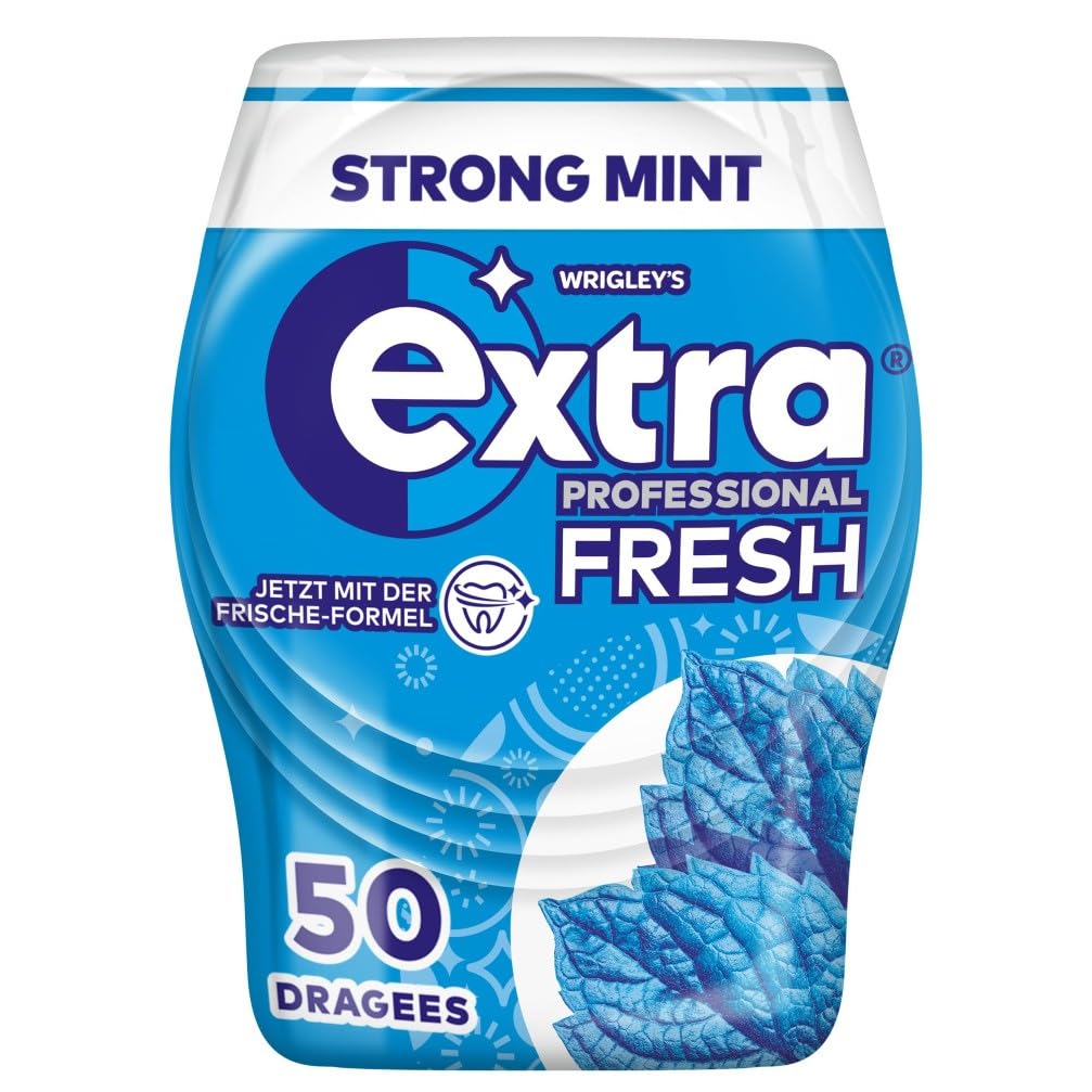 Extra Professional Kaugummi Zuckerfrei, Fresh Strong Mint, 50 Dragees, Xylitol Kaugummi ohne Zucke mit Minz Frische (50 Dragees)