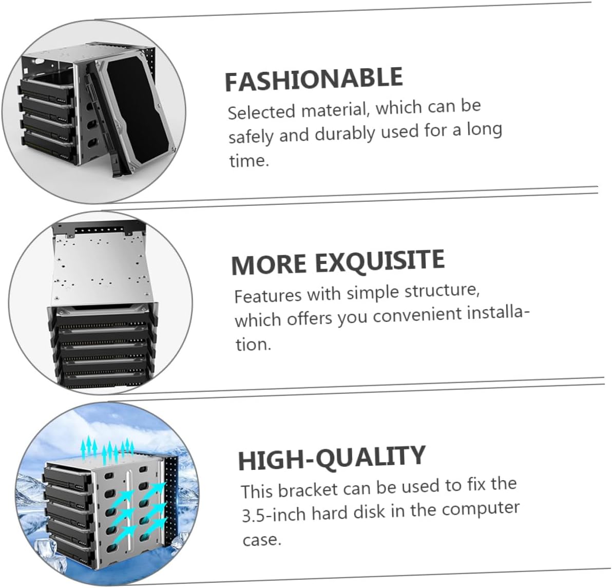 5 Inch Hard Drive Cage Bracket with Fan 5-Layer HDD Mounting Rack for PC Case Optical Drive Bay Conversion Compatible with Chia Storage