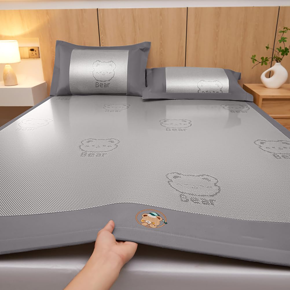 Summer Sleeping Mat, Breathable Cooling Bamboo Sleeping Mat With 2 Pillowcases, Multicolor, Multiple Sizes(E,150 * 200CM)