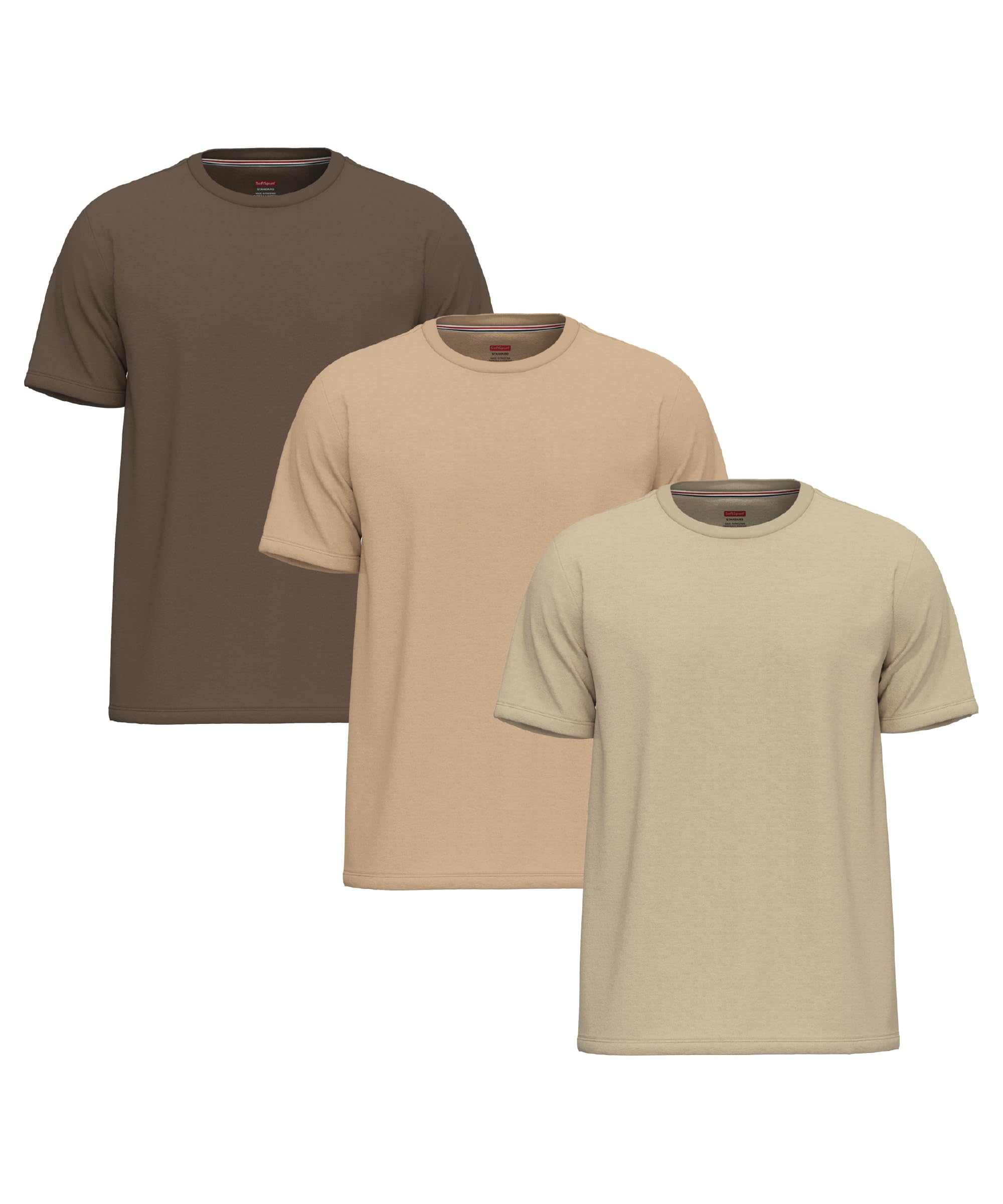 SoftSpun Men's Cotton T-Shirts Multipack - Pack3-3 Count- Crew Neck, Short Sleeve - Regular Fit - All Seasons - Casual, Work, Gym