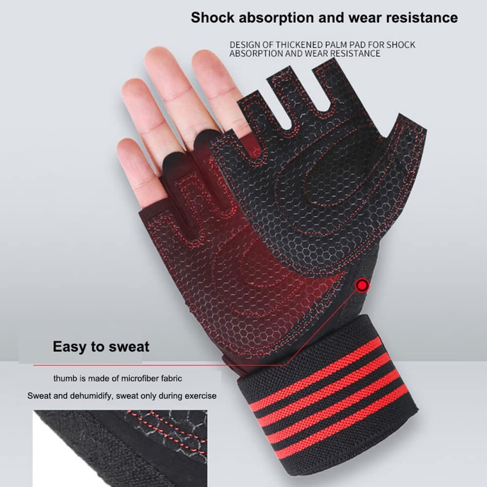 Guantes para mujeres y hombres, guantes de levantamiento de pesas para gimnasio, ejercicio físico, mancuernas, guantes de gimnasio acolchados transpirables y antideslizantes, 1 par (color: C, ta