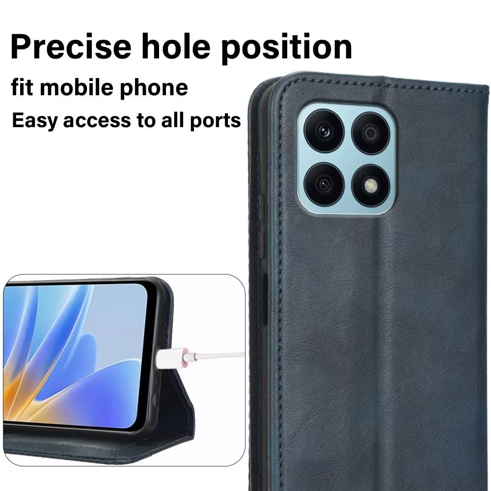 EASSGU Custodia per HONOR X8a (6.7 Inches) Pelle PU Flip Folio Cover con Interruttore Magnetico, [3 Slot Schede] [1 Portafoglio] Case - Nero