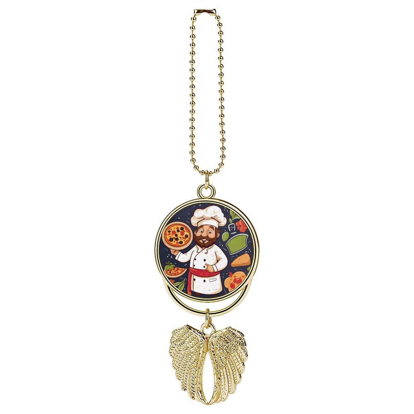Chef Pizza Car Pendant Hanging Swing Auto Rear View Mirror Hanging Car Rear View Mirror Charm Truck Hanger Ornament Charm for Car Rear View Mirrors Accessories