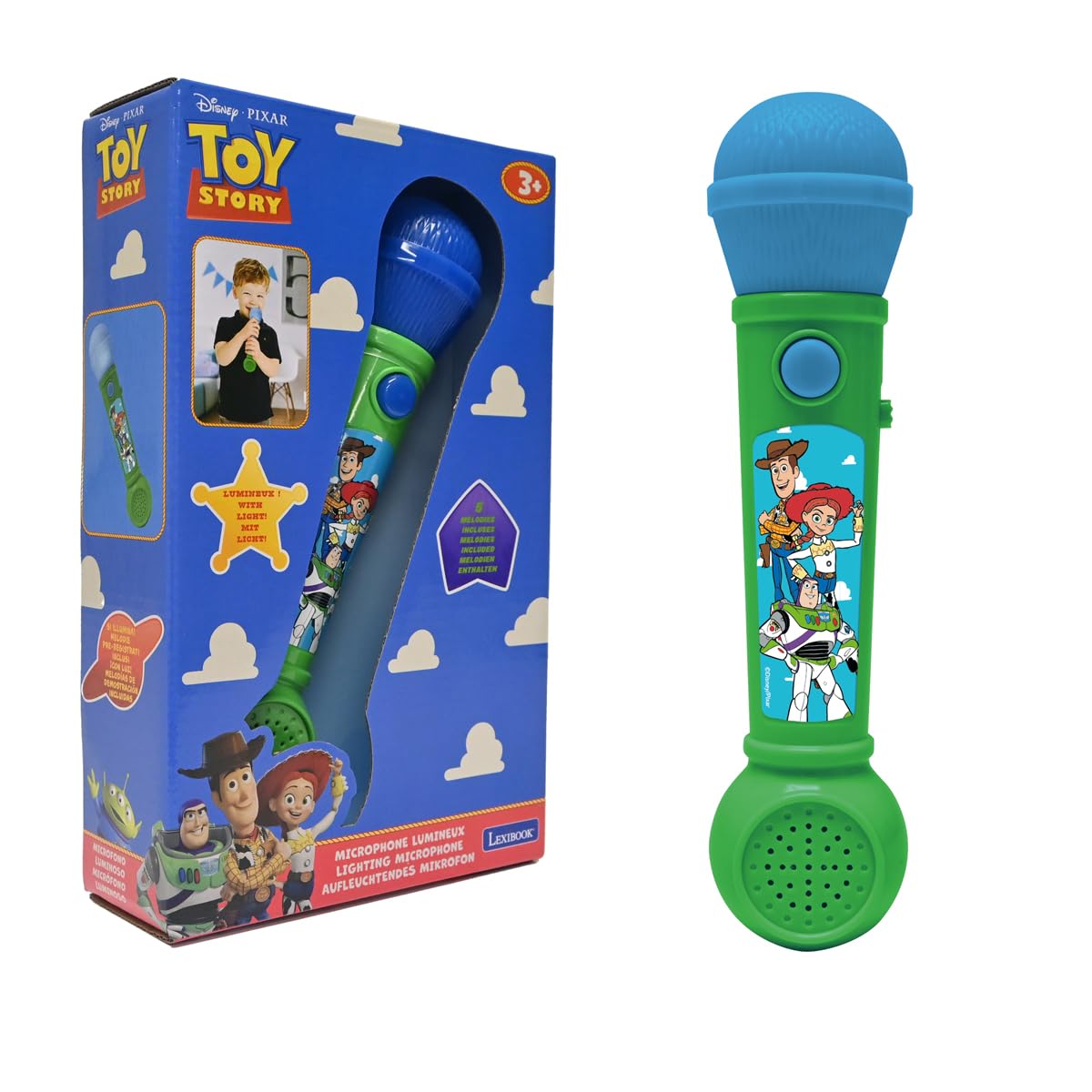 LEXIBOOK, Toy Story, Lighting Microphone, Multicolour Light Effects, Applause Sounds, Demo Melodies, Built-in Speaker, MIC80TSLXB