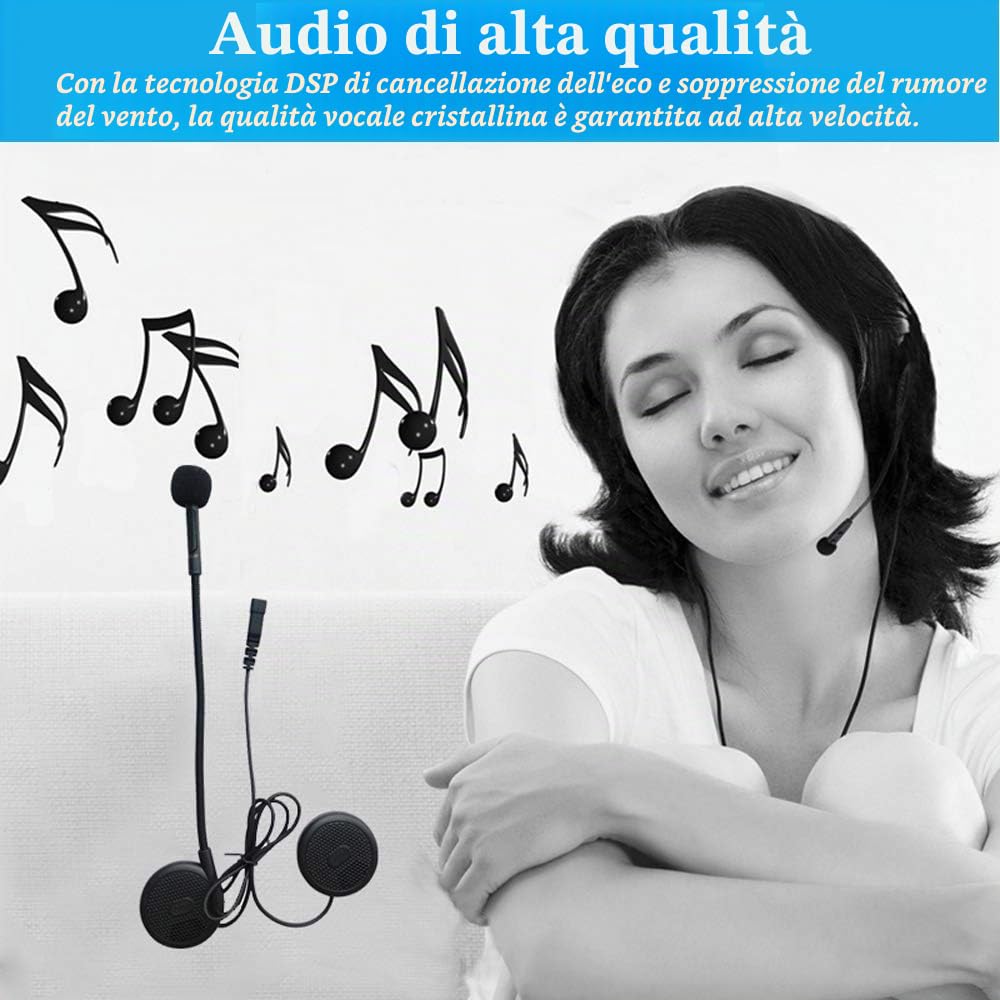 Cuffia per Casco Moto Auricolari Cuffie Bluetooth Musica Stereo, FreedConn L1M Bluetooth 4.1 Navigatore e MP3, Raggio di 10m, Interfono Cuffia e Microfono Sportivo Sci Bicicletta Arrampicata