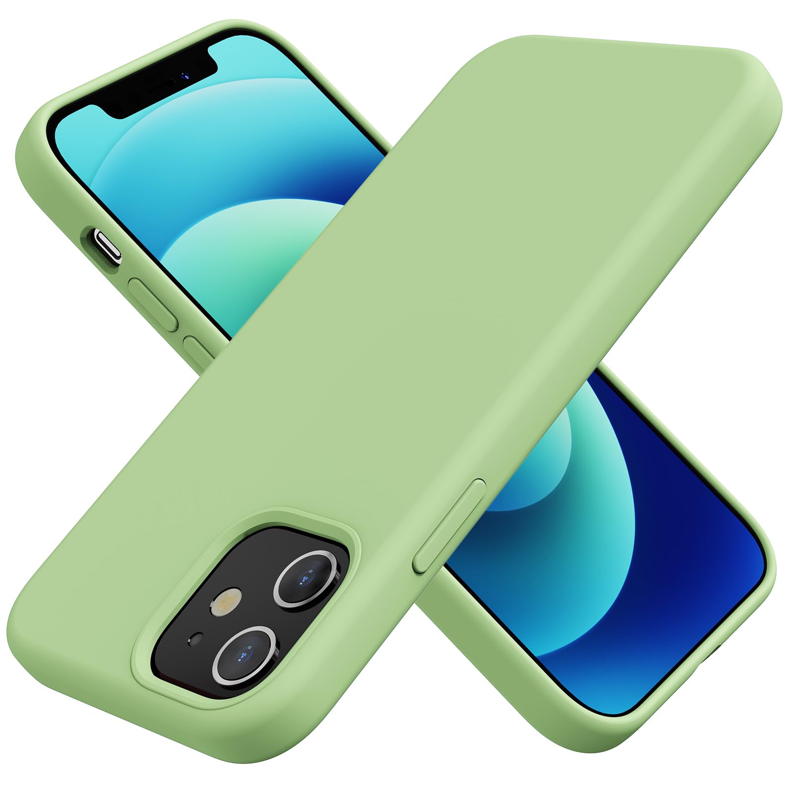 TAXXOESilicone Case Compatible with iPhone 12 Case/12 pro case Soft Ultra Slim Protective Shockproof Liquid Silicone Phone Case,Anti-Scratch Microfiber Lining, 6.1" Mint Green